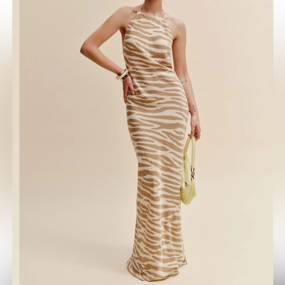 Reformation jeany silk dress in zebra